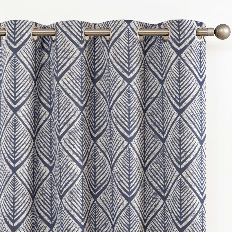 jinchan 80% Blackout Curtains for Living Room, Geometric Patterns Drapes for Bedroom, Window Treatments for Room Darkening, Grommet Top Thermal Insulated Curtains 84 inch Length 2 Panels Set, Blue - Image 1